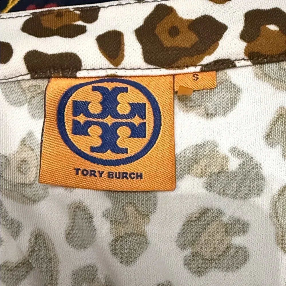 Tory Burch Leopard Print Flutter Sleeve Ruched Waist Dress Size S